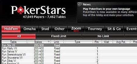 PokerStars - Zoom Poker лобби