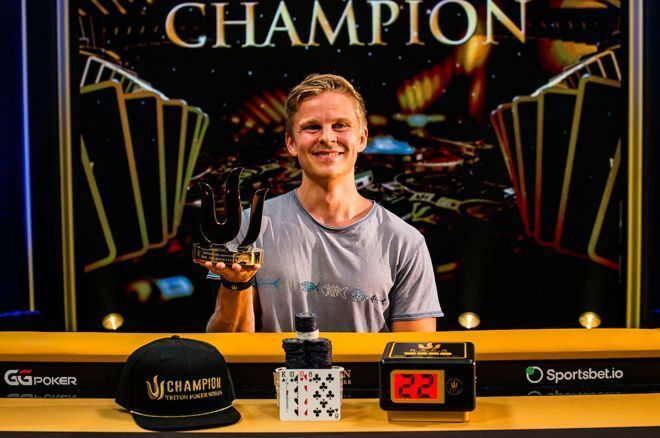Мартин Дам празднует победу в PLO Bounty Quattro серии Triton Super High Roller Series