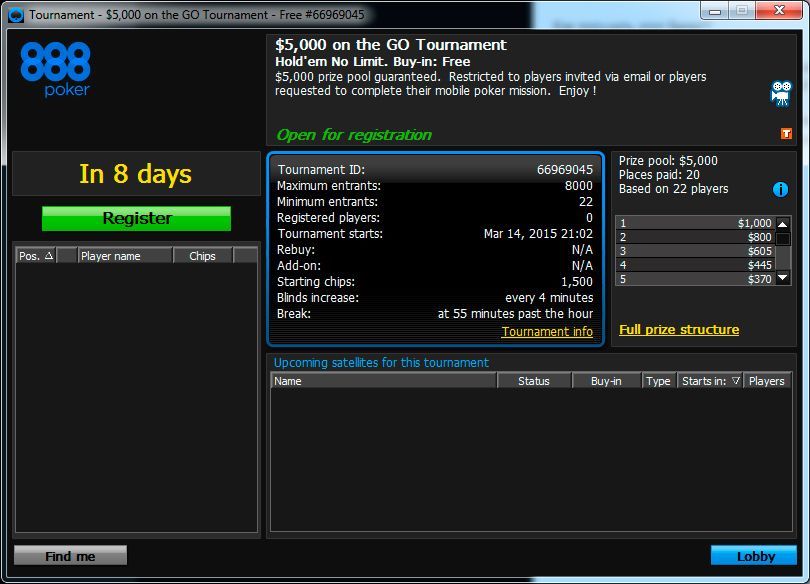 $5000 on the GO Tournament