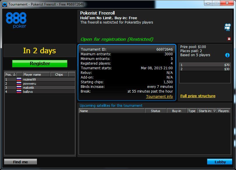 888poker - Pokerist Freeroll