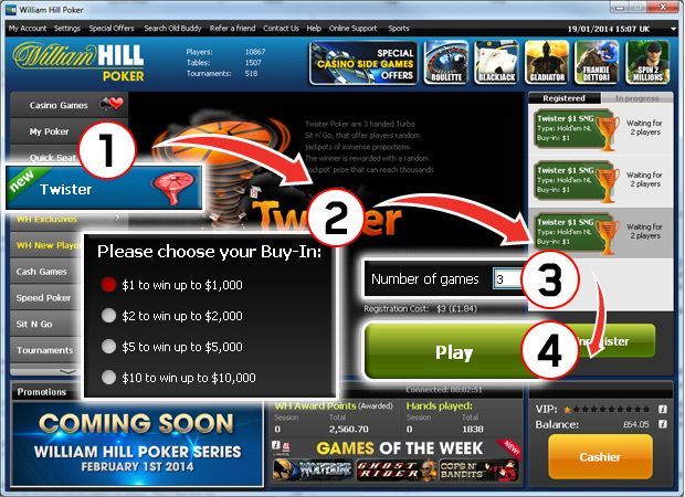 Twister Sit-n-go в William Hill Twister Sit-n-go в William Hill