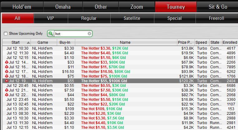 Турниры Hot Turbos в лобби PokerStars