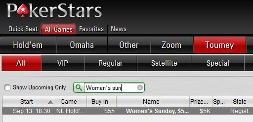 Women's Sunday - женский воскресный турнир на PokerStars Women's Sunday - женский воскресный турнир на PokerStars
