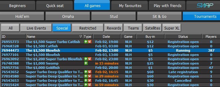 Турниры The Blow-fish от 888 poker