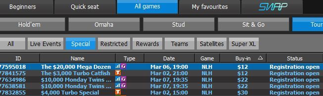 Турниры The Mega Dozen на 888 Покер