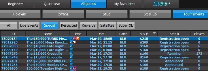 Турниры The Turbo Mega Deep в лобби 888poker 
