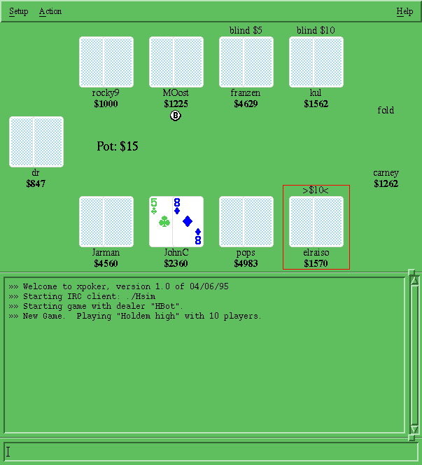 Графический интерфейс XPOKER для IRC Poker