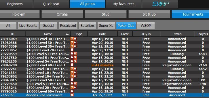 Как найти iGoodies free tournament в лобби 888 Покер