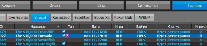 Турниры The Tornado на 888 Покер