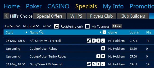 Фрироллы Aff Series €50 Freeroll в лобби William Hill Poker Фрироллы Aff Series €50 Freeroll в лобби William Hill Poker