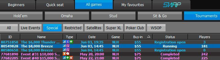 The $8,000 Breeze в лобби 888 Покер