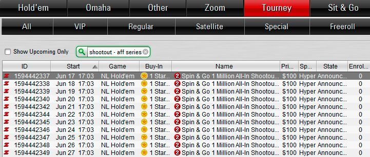 Spin & Go 1 Million Shootout - Aff Series Special