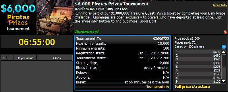 $6,000 Pirate’s Prize Tournament