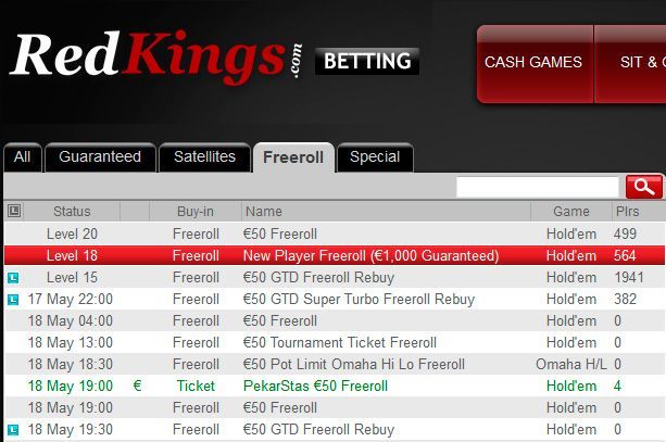 €1000 New Player Freeroll в лобби RedKings Poker